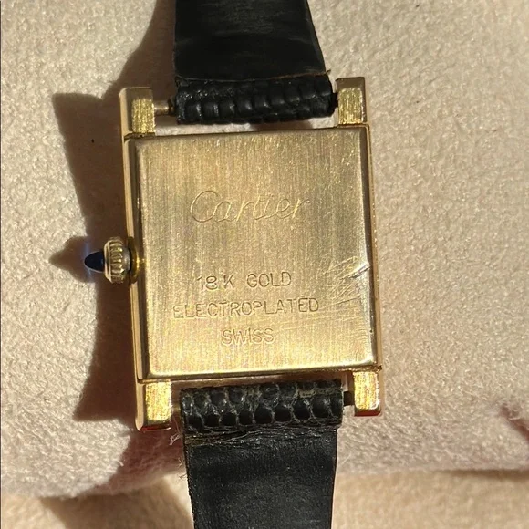 Cartier Tank Gold and Black Watch - Blue Face - Picture 7 of 13